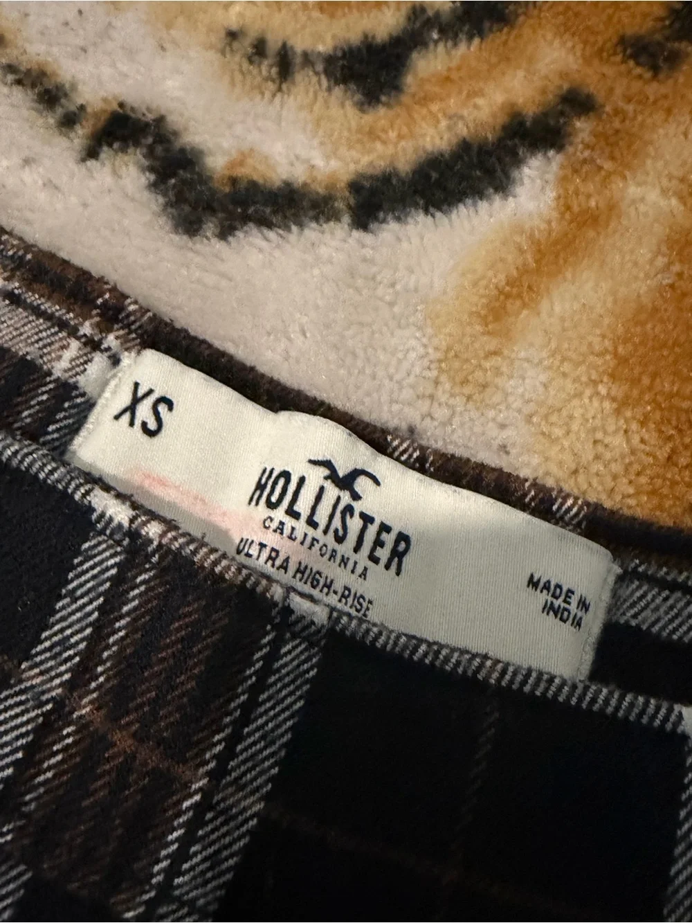 Hollister Navy Blue Plaid High Rise Skirt
